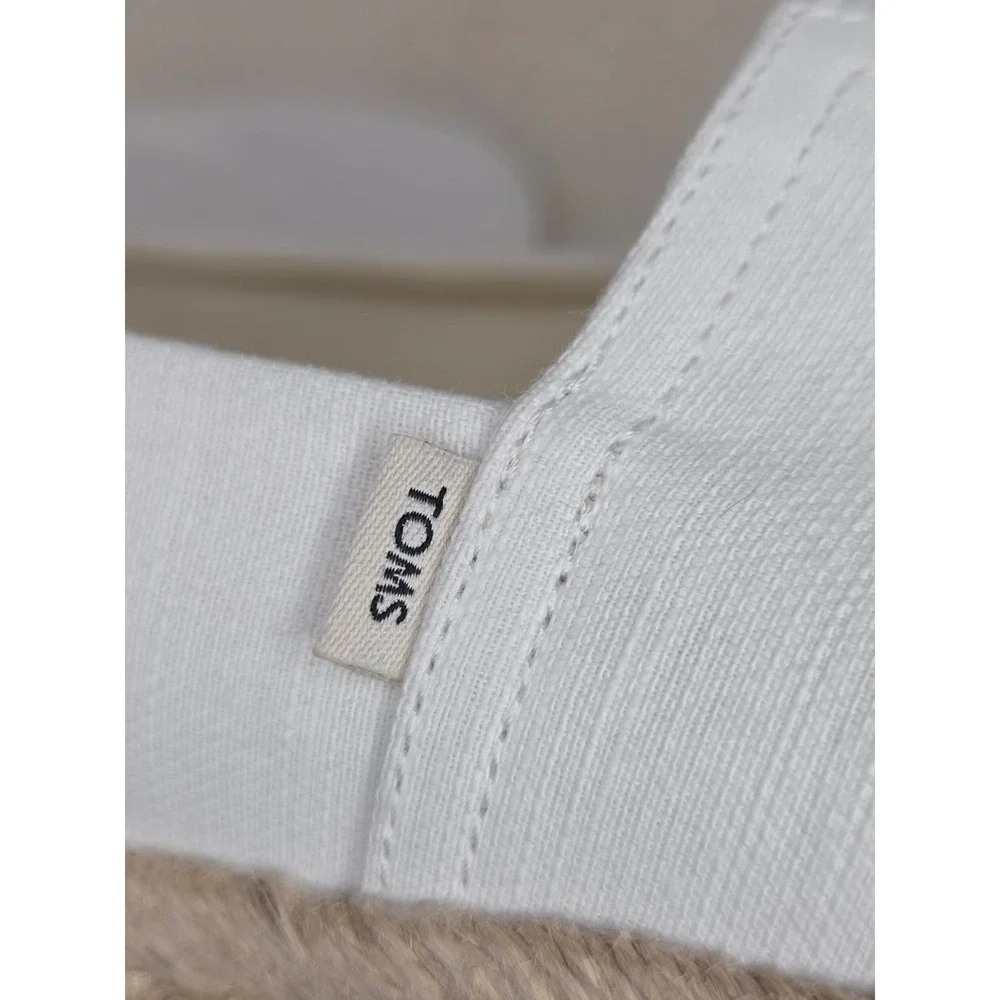 TOMS Off White Alpargata Espadrille Slip On Canvas‎ Shoes W's 10 Comfy Relaxing